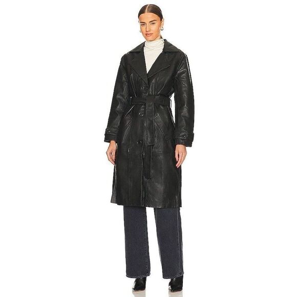 New Terra Leather Coat in Black Deadwood Size US 6 - Picture 2 of 12